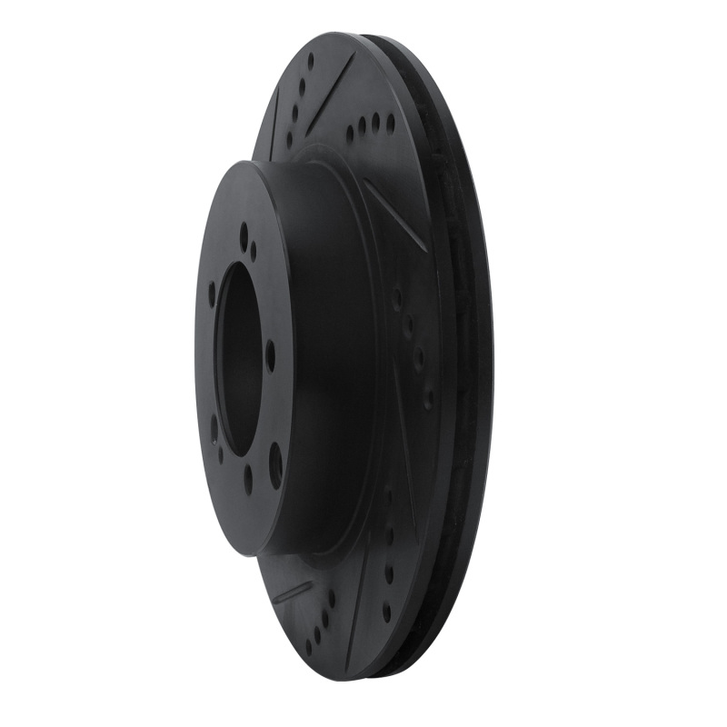 Mitsubishi Lancer Brake Rotor (1) - Rear Left - R1 Concepts - Drilled & Slotted - Black - `03-`06